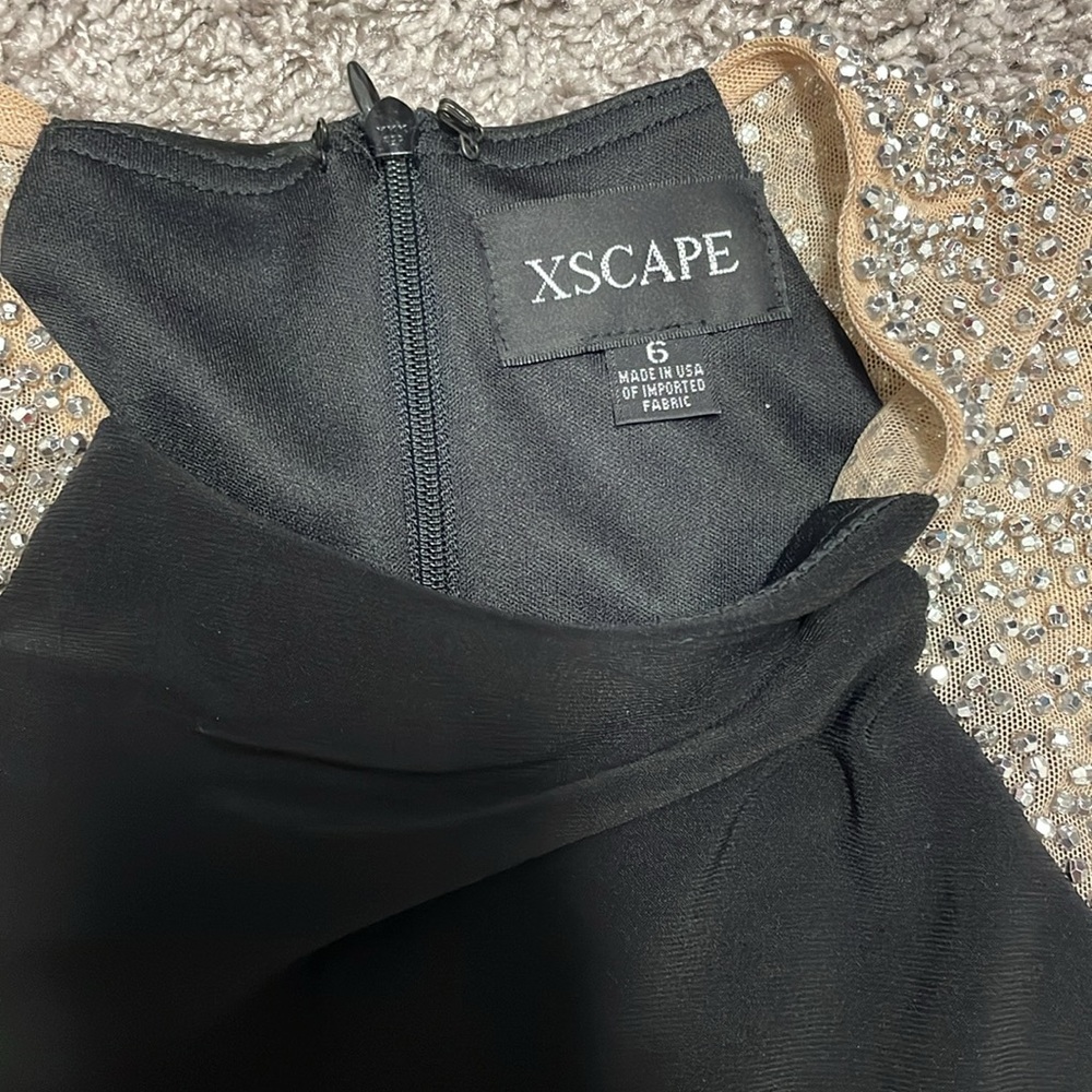 XSCAPE - Women's Rhinestone Illusion Sheath Dress - Picture 3 of 5